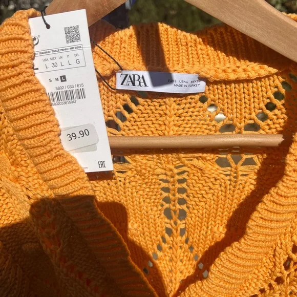 ZARA A Vibrant Orange Women's Knit Cardigan - Picture 9 of 10